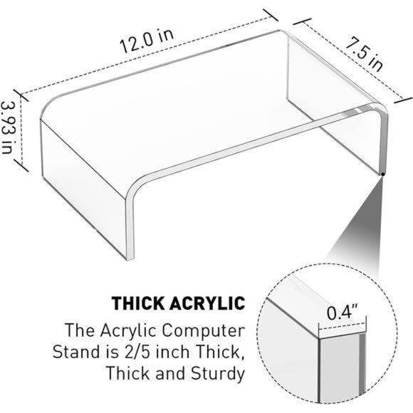 Acrylic Laptop Stand, Monitor Stand Desk Organizer, Clear Monitor Riser - Picture 6 of 7